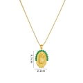 Colgante Virgen María dorado con piedras verdes y cadena de caja que mide 3,1x2,2 cm - Verde