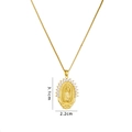 Collar de colgante de Virgen María dorado con borde de circonita y cadena de caja - Blanco