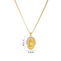 Collar dorado de la Virgen María con circonitas lavanda y colgante de 3,1 cm - Púrpura