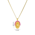 Colgante Virgen María dorado con cristales rosas, collar óvalo de 3,1x2,2 cm - Rojo