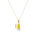 Yellow gummy bear pendant necklace in gold finish with crystal details and dimensions - Yellow (A1273)