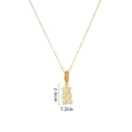Golden necklace with cream-colored bear pendant and sparkling cubic zirconia stones - White (A1274)
