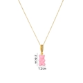 Pink resin gummy bear pendant on gold chain necklace with sparkling zircon crystals - Pink (A1275)