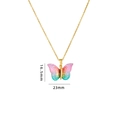 Collana in acciaio al titanio dorato con ciondolo a farfalla sfumata e zirconi bianchi - Farfalla Sfumata Rosa Arancio Blu Verde