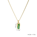 18K gold plated slipper pendant necklace with green enamel evil eye design - Green