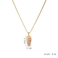 18K gold plated necklace with pink enamel eye charm and sparkling rhinestones - Pink