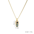 18K gold plated slipper pendant necklace with evil eye and zircons on box chain - Black