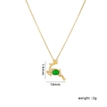 Goldene Rentier-Halskette mit smaragdgrünem Edelstein und Pavé-Strasssteinen - Gold-Grün