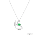 Rentier-Halskette mit smaragdgrünem Stein und Silberkette, Größe 18 mm - Silber-Grün