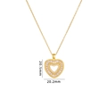 Zweilagige goldene Herz-Halskette mit Zirkonia-Inlay 20.5mm Anhängerabmessungen - Gold Verschachteltes Herz Stil (A1648)