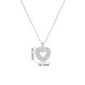 Zirkonia-Herzanhänger-Halskette in Silber mit Abmessungen 20,5 mm mal 20,2 mm - Silber Verschachteltes Herz Stil (A1649)