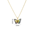 Collana in titanio dorato con pendente a farfalla giallo e verde e zirconi incastonati - Farfalla Sfumata Giallo Verde