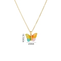 Collana con farfalla colorata in acciaio al titanio e catena dorata scintillante - Farfalla con Paillettes Multicolore