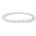 Minimalist faceted clear crystal bead bracelet with high shine and elastic design - White