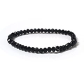 Minimalist faceted black crystal bead bracelet with elegant reflective glass finish - Black