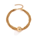 Collier chic multicouche en chaîne box dorée avec un grand pendentif boule polie - Or