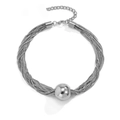 Collier multi-rangs argenté orné d'un grand pendentif en forme de sphère métallique - Argent (Blanc K)