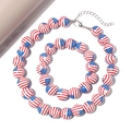 Parure collier et bracelet à perles drapeau USA avec étoiles et rayures bleu blanc rouge - Parure Collier et Bracelet