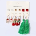 Weihnachts-Ohrring-Set mit Weihnachtsmann, Socken, grünen Quasten und bunten Steckern - Weihnachtssocke Quaste Stil (F23640-5)