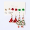 Detailansicht von 6-teiligem Weihnachts-Ohrring-Set mit Weihnachtsmannmützen und Bäumen - Weihnachtsmütze Baum Stil (F23640-6)