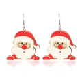 Cartoon Weihnachtsmann Ohrhänger in Rot und Weiß mit silbernen Metallhaken für Weihnachten - Cartoon Q-Version Weihnachtsmann Geformter Stil (F23460-3)