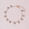 Elegant gold-tone chain bracelet featuring ten delicate heart-shaped charms and clasp - Gold Heart Charm Chain (BR1770-1)