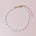 Baroque pearl bracelet with pink accent beads and adjustable golden lobster clasp chain - Baroque White Pearls With Pink Spacers (BR1770-4)
