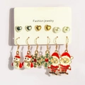 Christmas earring set with snowman, snowflake, and santa claus stud and hook designs - Santa Claus Snowman Style (F23640-3)