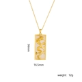 Collana con ciondolo drago dorato con intarsio in giada bianca e catena in acciaio titanio - Motivo Dragone Rettangolo Bianco (A2154)