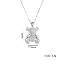 Zilveren beer hanger ketting met paarse zirkoon, 22mm x 17.8mm 18K verguld koper metaal - Wit-Zilver