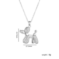 Silver balloon dog pendant necklace with micro-pave zircons and miu engraving - Balloon Dog Silver Pave Style (A775)