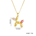 Golden titanium balloon dog pendant necklace with purple and pink gemstone accents - Balloon Dog Gold Gemstone Style (A776)