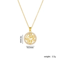 Collier cœur doré avec gravure Love Mom et cadre circulaire en zircon de 18,5 mm - MOM A2007