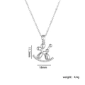 Silver balloon dog pendant necklace on rocking horse base with inlaid sparkling zircons - Balloon Dog Silver Rocking Base Style (A779)