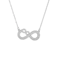 Silver infinity pendant necklace with cubic zirconia stones on a delicate chain - Silver (A2134)