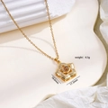 Golden flower pendant necklace with star projection stone and micro-set crystals - Five-Layer Petal Style (2263)