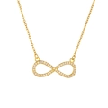 Golden infinity pendant necklace with zircon stones on a delicate stainless steel chain - Gold (A2135)