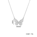 Colgante collar de mariposa plateado con circonitas micro-pave mide 20,5x15mm - Mariposa Plateada (A2180)