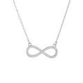 Silver infinity pendant necklace with micro-paved white zircons on a delicate chain - Silver (A2136)