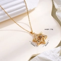 Gold star necklace with 100 languages I love you projection stone and crystals - Double Layer Hexagram Style (2265)