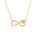 Collar de símbolo infinito chapado en oro con detalles de circón y cadena clásica - Dorado (A2141)