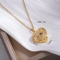 Golden titanium heart projection necklace featuring a sparkling 100 languages love stone - Hollow Heart Rhinestone Style (2280)