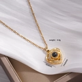 Golden heart projection necklace with I Love You in 100 languages and nano stones - Layered Heart Projection Style (2281)