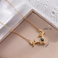 Golden antler necklace with micro-projection stone and zircon detail weighing 4.2g - Crystal Tipped Antler Style (Z353-2290) / Gold