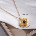 Golden heart necklace with projection stone and Roman numerals, size 18.9x15.5mm - Roman Numeral Heart Style (2285)