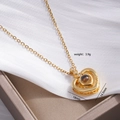 Gold-plated heart projection necklace with I Love You stone and LOVE engraving - LOVE Engraved Heart Style (2286)