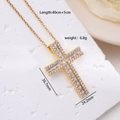 Gouden titanium kruis ketting met gekleurde zirkoon, afmeting 36,7 mm bij 24,2 mm - Luxe Heldere Volledige Zirkonia Kruis Stijl (A1007)
