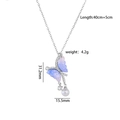 Collar de acero de titanio con mariposa lila, borla de perla y cadena plateada de 45cm - Estilo Mariposa Púrpura Plata (A2168)