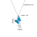 Collar de mariposa en titanio con alas azules, perla y cadena de plata de 40+5cm - Estilo Mariposa Azul Plata (A2172)