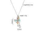 Collar de titanio con colgante de mariposa naranja y azul y borla de perlas finas - Estilo Mariposa Gris Plata (A2174)